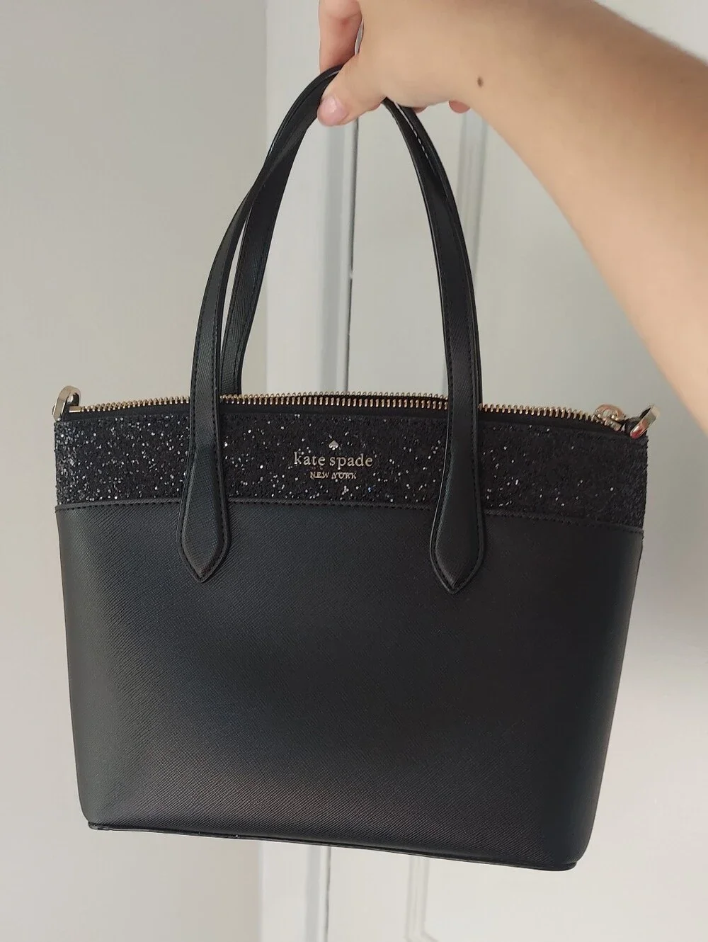 Kate Spade Black Tote with Glitter Trim NWOT